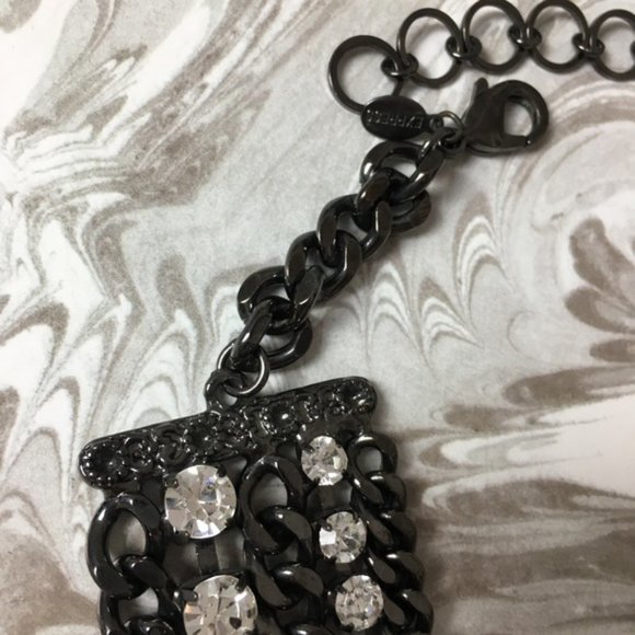 Chain and Rhinestone Necklace - Picture 3 of 7